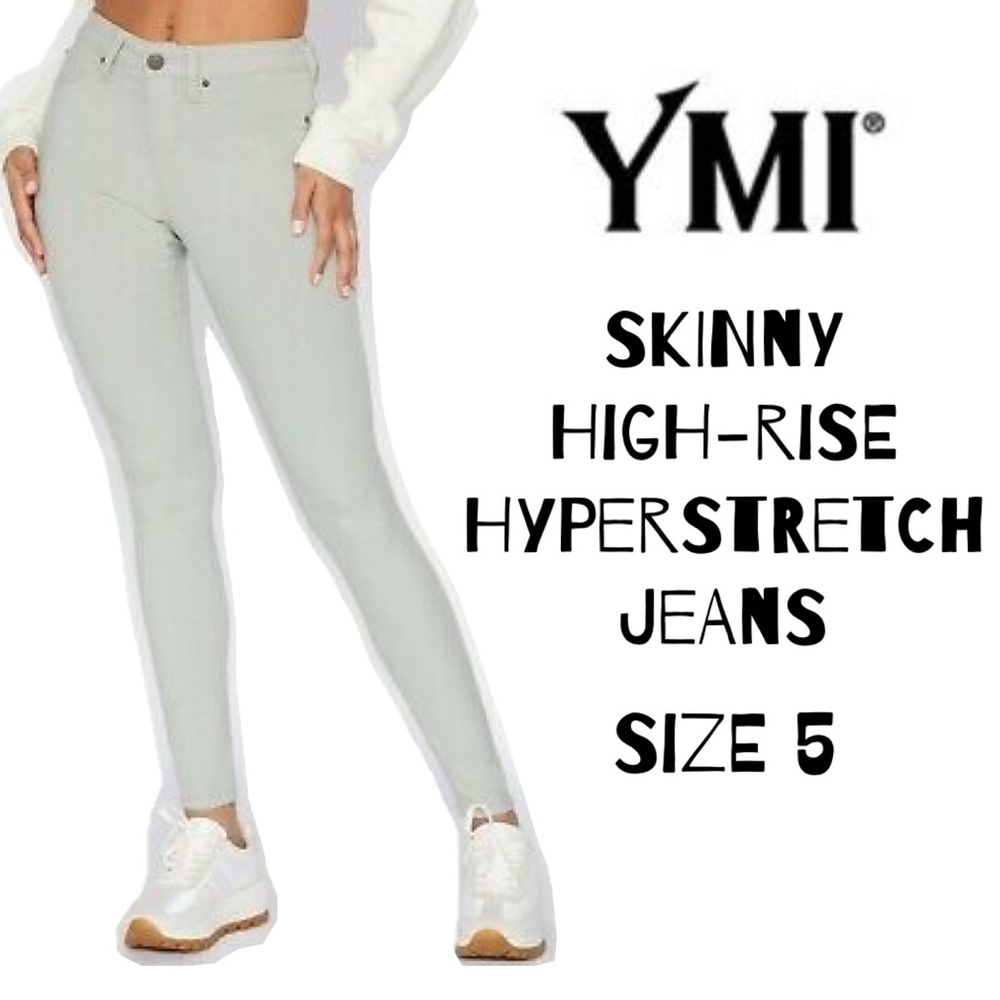 YMI USA SKINNY High-Rise Hyperstretch Forever Color Sea Green Jeans in size 5